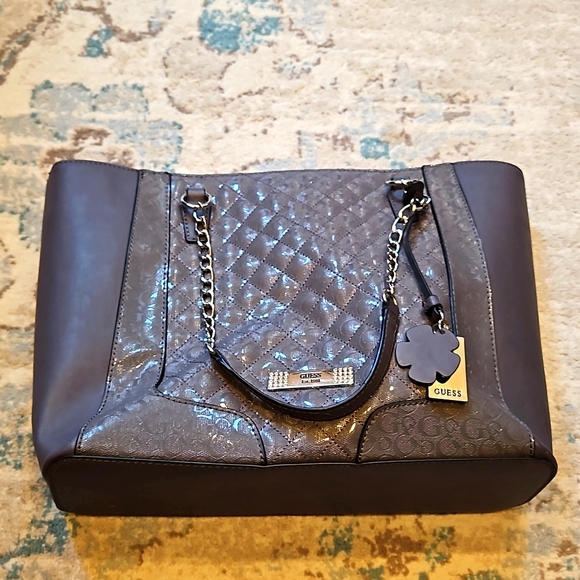 Guess Large Grey Tote Purse - Picture 1 of 10